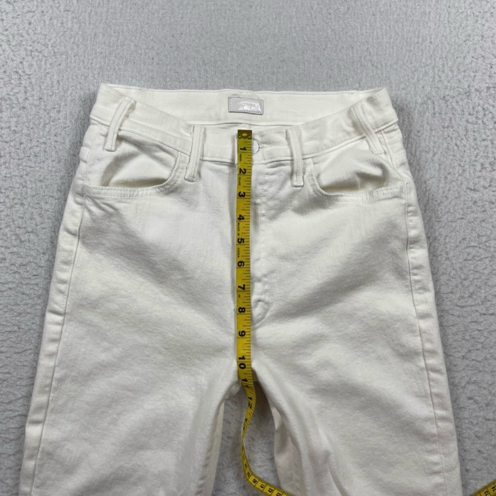 Mother Jeans Womens 29 White Denim High Rise Flare Hustler Ankle Fray Coastal - Picture 6 of 11